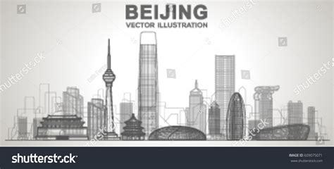 Beijing China Skyline Panorama White Background Stock Vector (Royalty ...