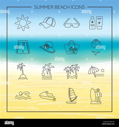 Beach summer icon set. Travel, tourism and vacation icon vector illustration Stock Vector Image ...