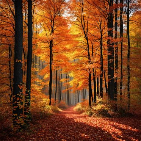 Premium Photo | Autumn forest painting