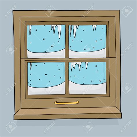 Cartoon Snow And Ice Forming On Window ... | Window drawing, Winter ...