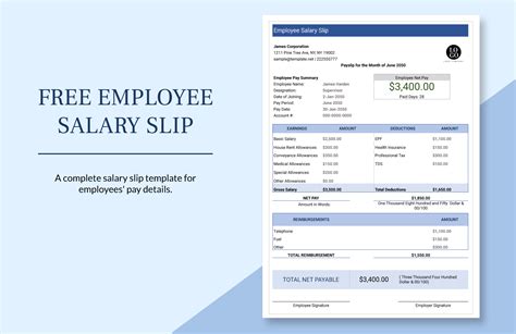 Employee Salary Slip Template in Excel, Google Sheets - Download ...