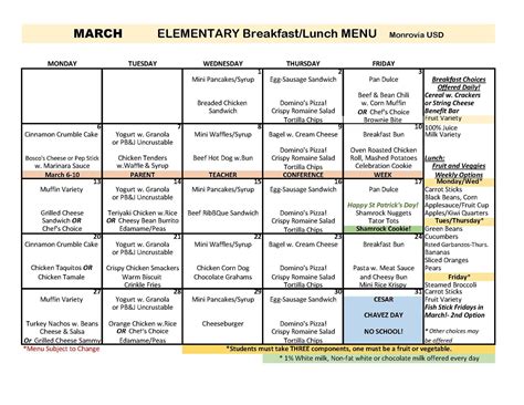 School Menus – Food Services – Monrovia Unified School District