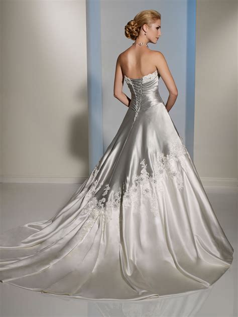 Silver and white draped bodice wedding dress.