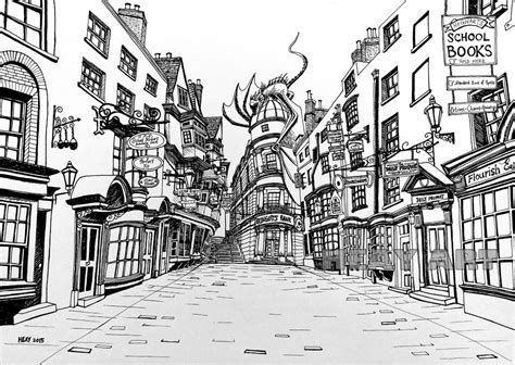 Diagon Alley Drawing at PaintingValley.com | Explore collection of ...