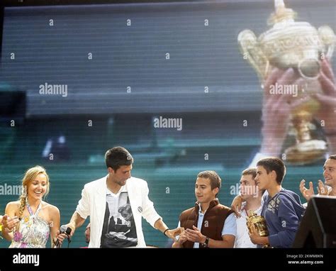 Novak Djokovic with his girlfriend Jelena Ristic and brothers Marko Djokovic and Djordje ...