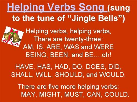 Helping Verbs Helping Verbs Song sung to the