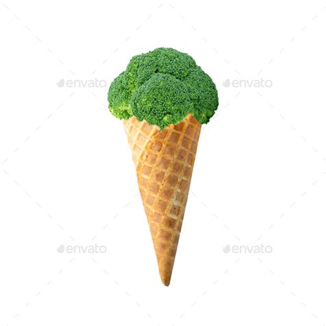 Broccoli ice cream cone photo manipulation Stock Photo by Cebas | PhotoDune