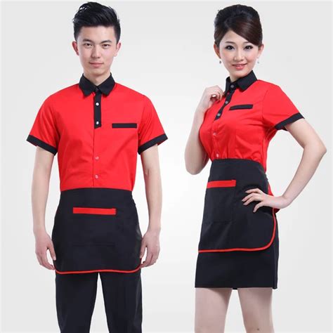 Fast food restaurant waiter overalls short sleeved work uniforms for men and women-in Men's ...