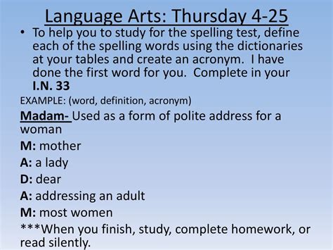 Language Arts: Monday 4-22 I.N ppt download