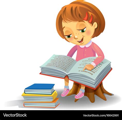 Cute girl reading book Royalty Free Vector Image