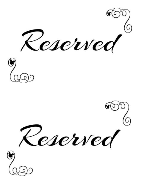 Free Printable Reserved Seating Signs For Your Wedding regarding Table Reservation Card Template ...