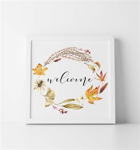 Welcome Fall Print Welcome Sign Fall Wreath Wall Art - Etsy