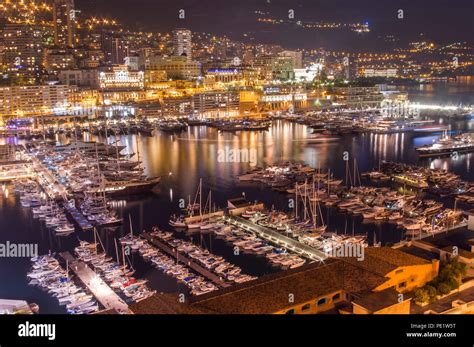 port of Monte Carlo, Monaco at night Stock Photo - Alamy