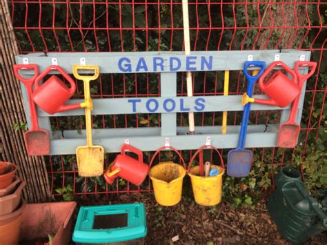 Garden tool holder I made from pallet - Follow my "School projects made" … #gardeningtools ...