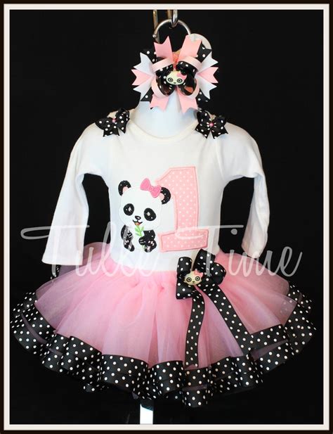 Panda Birthday Outfit Shirt Polka Dot Ribbon Trim Tutu Dress - Etsy