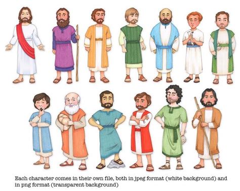 Jesus Christ and his 12 Apostles, clip art and coloring pages in 2020 ...