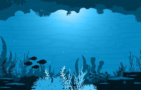 Underwater Scene with Fish and Coral Reef Illustration 2035501 Vector ...