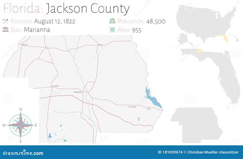 Map of Jackson County in Florida Stock Vector - Illustration of colors ...