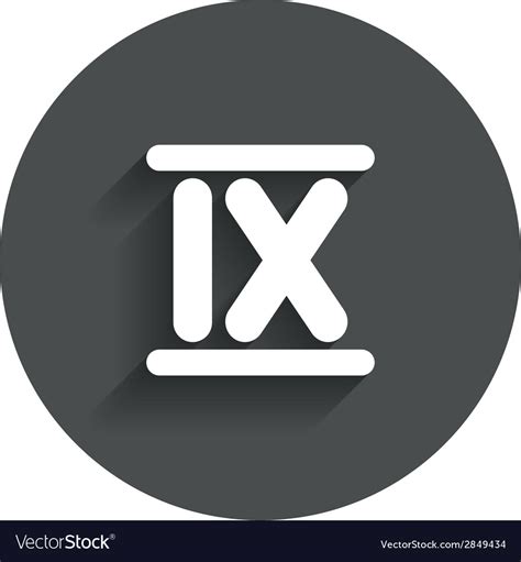 Roman numeral nine icon number sign Royalty Free Vector