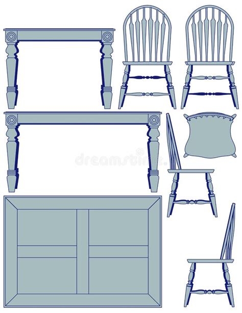 Dining Furniture - Blueprint Stock Vector - Illustration of schematic, traditional: 8582665