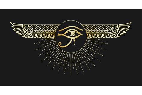 Ancient Egyptian Symbol Eye of Horus Emblem on Black Background By ...