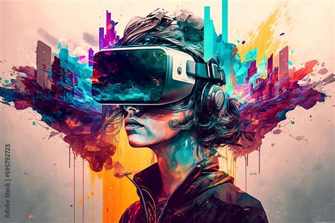 Girl wearing vr headset | AI art, metaverse, futuristic virtual world ...