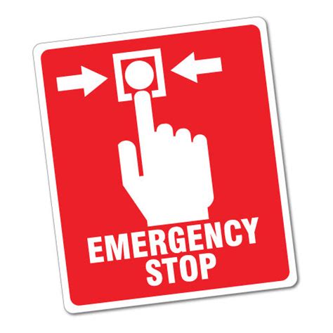 Emergency Stop Button Sticker | Warning Signs Stickers - Sticker Collective