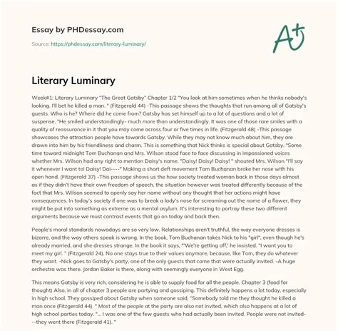 Literary Luminary Example (500 Words) - PHDessay.com