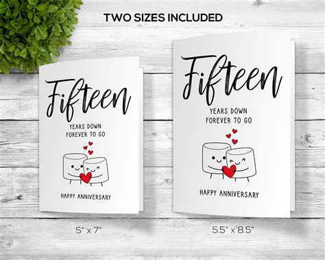 15th Anniversary Card, Printable Anniversary Card, Fifteenth ...