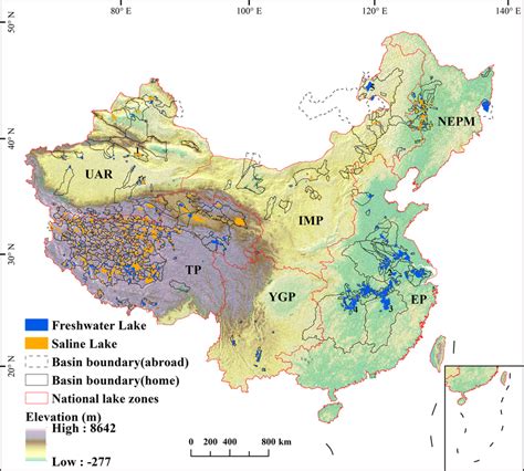 Map of China lakes and basins included in the generated data set.... | Download Scientific Diagram