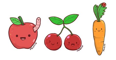 Cute Cartoon Vegetable and Fruit Drawing For Charity