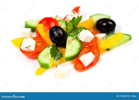 Greek salad of vegetables stock image. Image of isolated - 17526193