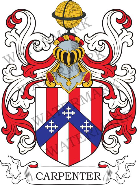 Carpenter Family Crest Digital Download Carpenter Coat of Arms JPG File Heraldry, Genealogy ...