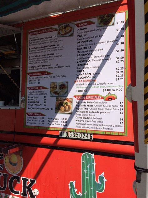 Menu at The Taco Truck, Stuart, SE Dixie Hwy