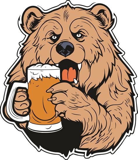 Bear with beer clipart, funny bear design 25757149 Vector Art at Vecteezy