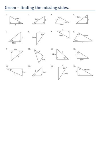 Trigonometry; Finding the missing sides. | Teaching Resources