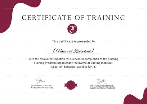 Training Certificate for Skating Design Template in PSD, Word