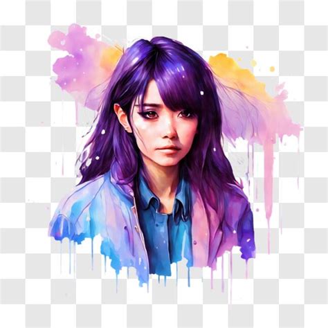 Download Yu-Gi-Oh Anime Art - Girl with Purple Hair and Paint Splatters PNG Online - Creative ...