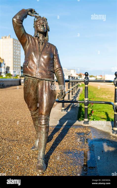 Statue of the famous 1930's flying legend Amy Johnson created by artist Stephen Melton on Herne ...