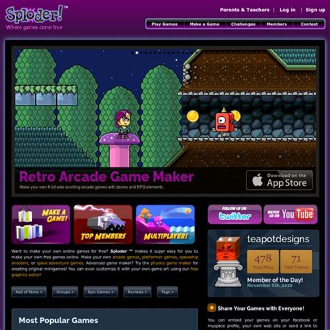 Sploder - Make your own Games Online - Arcade, Platformer, Space ...