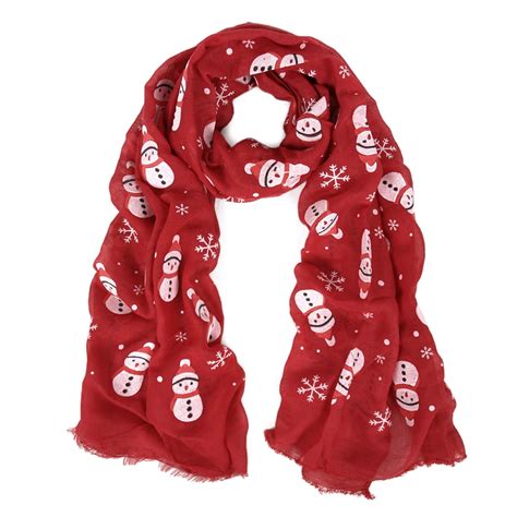 Holiday Christmas Snowman Snowflake Print Winter 3D Patterned Scarf ...