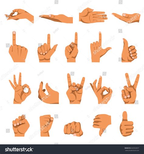 Hand Gestures Finger Different Signs Vector: เวกเตอร์สต็อก (ปลอดค่าลิขสิทธิ์) 603592877 ...