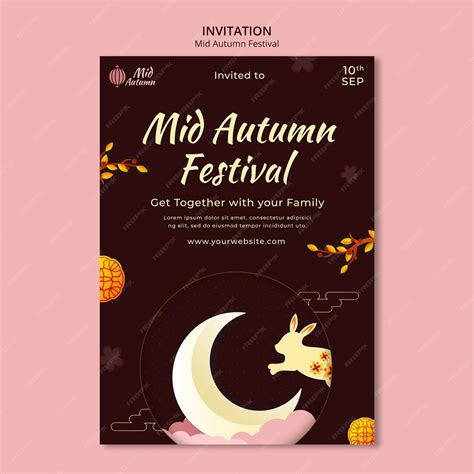 Free PSD | Mid-autumn festival celebration invitation template