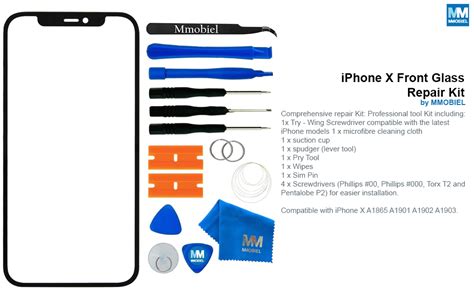 MMOBIEL Front Glass Repair Kit Compatible with iPhone X - 5.8 inch ...