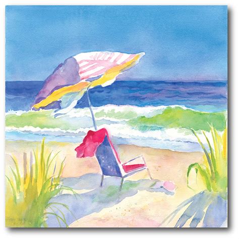 Courtside Market Watercolor Beach Chair I Gallery-Wrapped Canvas Wall Art, 16x16 - Walmart.com