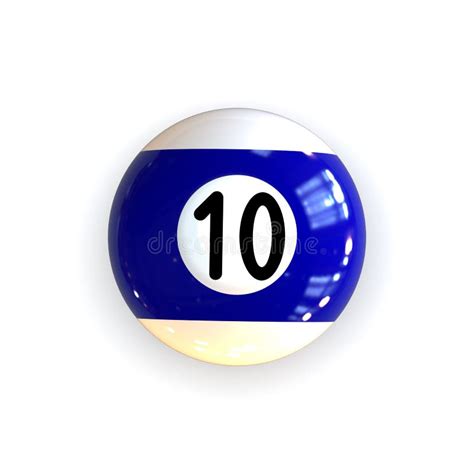 Striped Blue Pool Billiard Ball Number Ten 10 Isolated on White ...