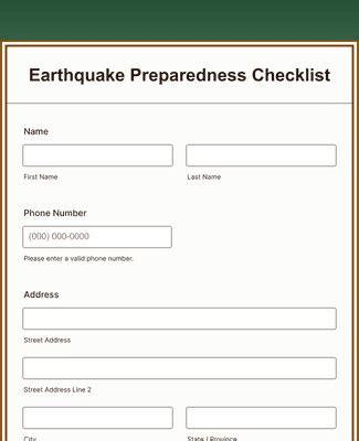 Earthquake Preparedness Checklist Form Template | Jotform