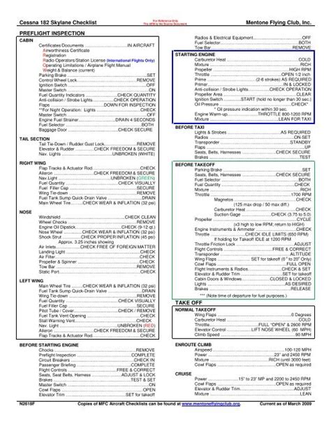 Parts & Accessories FlightCheck Checklist Cessna 182Q Automotive WO9750635