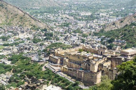 The View from Jaigarh Fort Over Amer Fort, Jaipur, Rajasthan, India ...