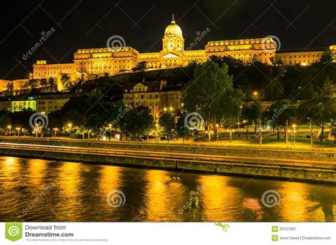 Night View of Buda Castle (Royal Palace) Stock Image - Image of buda ...